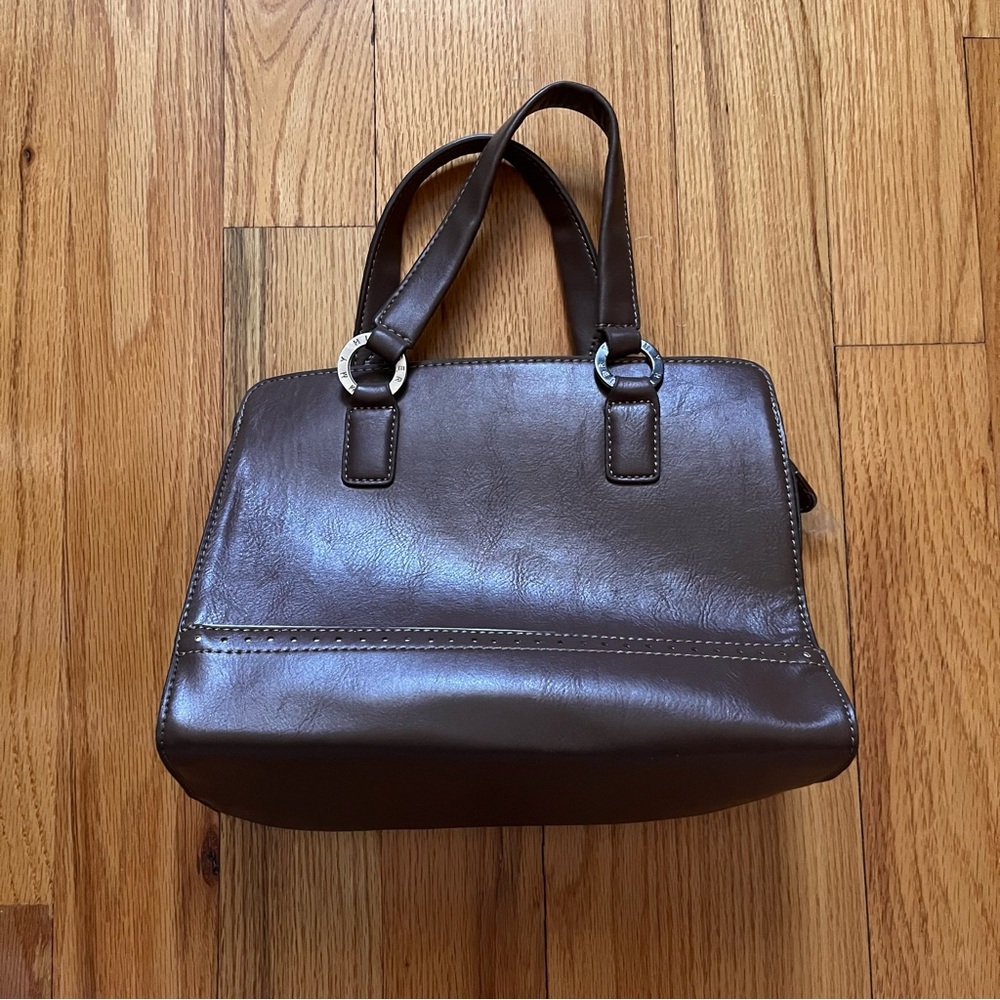 Tommy Hilfiger Brown Leather Monogram Bag